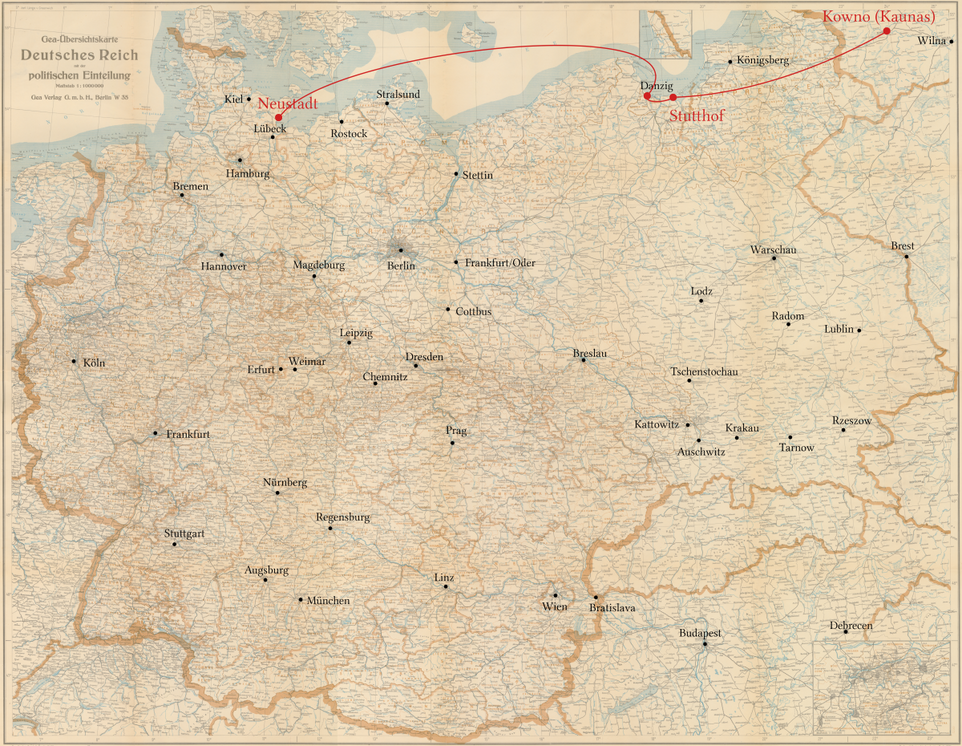Pera Giner - Stations of her persecution - Kaunas, Stuitthof, Neustadt