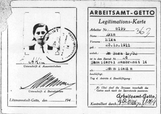 Ausweis Elka Akin - 1, Quelle: USHMM