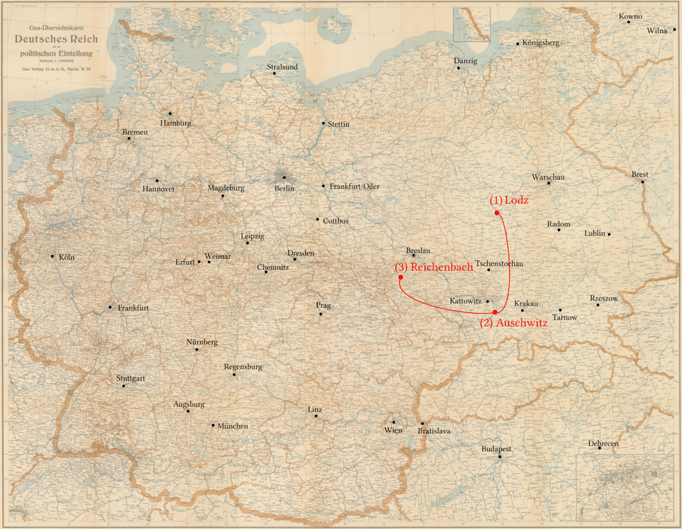 Henia Weissblum -  Stationen ihrer Verfolgung  - Ghetto Lodz, KZ Auschwitz,  KZ Reichenbach