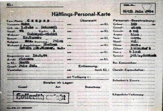 Unterlagen des Arolsen Archives; Quelle: 1.1.26/1404972/ITS Digital Archive, Arolsen Archives