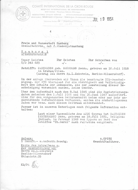 ITS-Auskunft zur Emigration