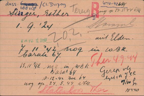 Karteikarte aus der Kartothek des Judenrats in Amsterdam), Quelle https://collections.arolsen-archives.org/de/document/130374545