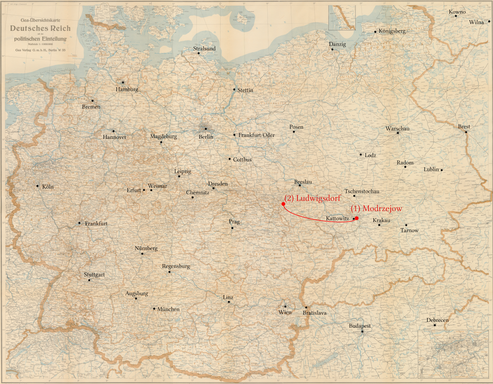 Pola Rubinski - Stations of her persecution - Modrezejow, Ludwigsdorf